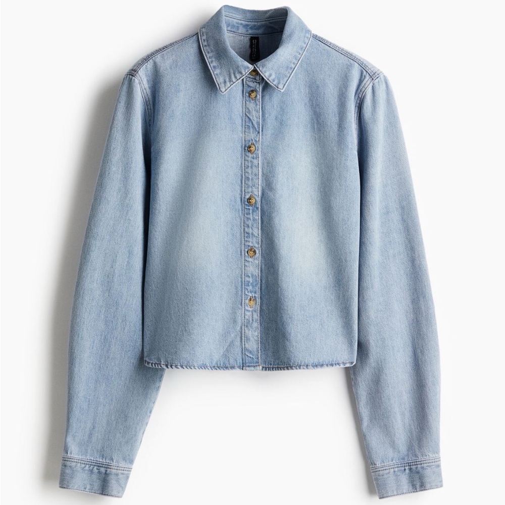 H&M Short Light Blue Denim Shirt